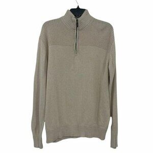 Field & Stream Mens Cream Knit Half Zip Pullover Sweater Jacket Shacket